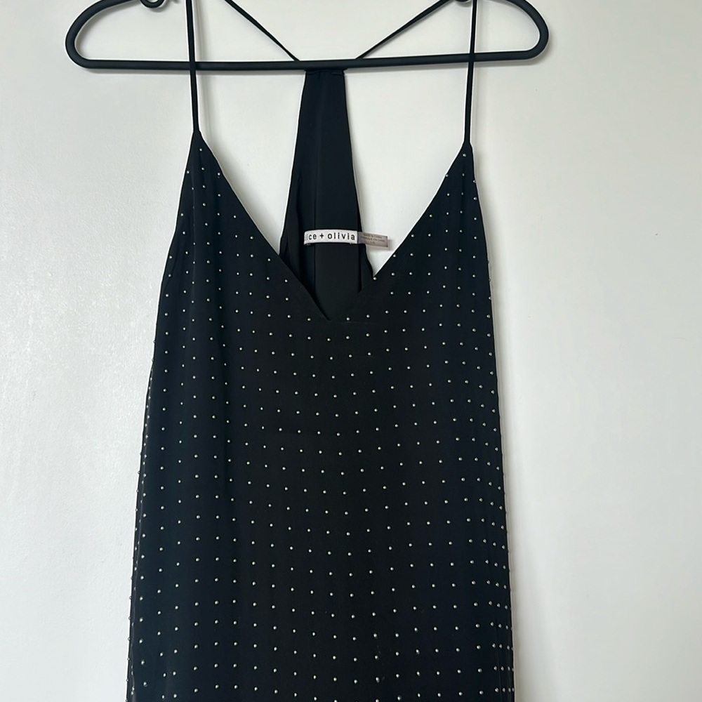 Alice & Olivia studded silk slip dress